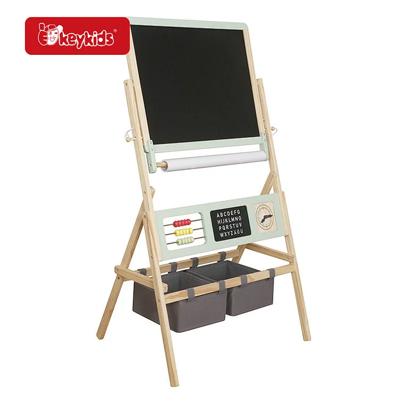 2 in 1 Chalkboard & Whiteboard Wooden Art Easel for Kids W12B290